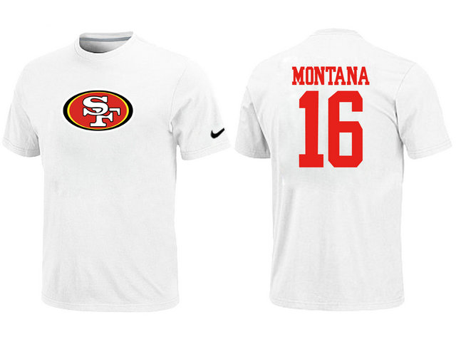 Nike San Francisco 49ers #16 Joe Montana Name & Number NFL T-Shirt - White